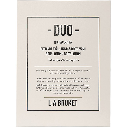 L:A Bruket Duo-kit Flytande Tvål/Bodylotion Citrongräs 190 ml