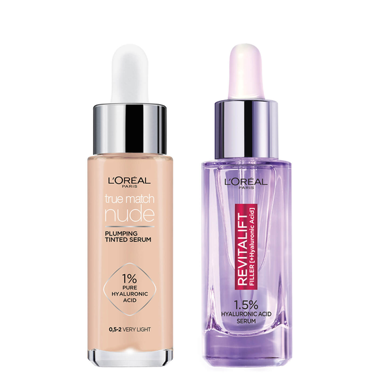 L'Oreal Paris Hyaluronic Acid Revitalift Filler Serum and True Match Tinted Serum Duo (Various Shades) - 0.5-2 Very Light