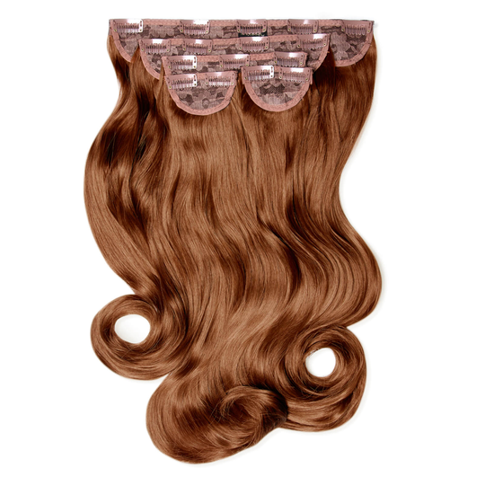LullaBellz Super Thick 22 5 Piece Natural Wavy Clip In Extensions (Various Shades) - Mixed Auburn