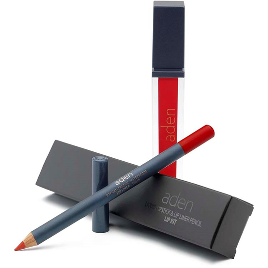 Aden Liquid Lipstick + Lipliner Pencil Set Tulip 08
