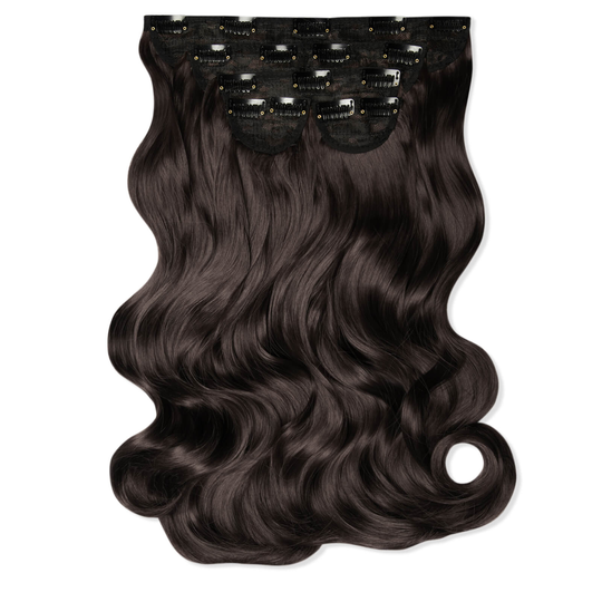 LullaBellz Super Thick 22 5 Piece Natural Wavy Clip In Extensions (Various Shades) - Dark Brown
