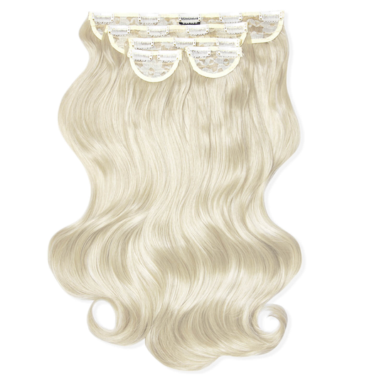 LullaBellz Super Thick 22 5 Piece Natural Wavy Clip In Extensions (Various Shades) - Bleach Blonde