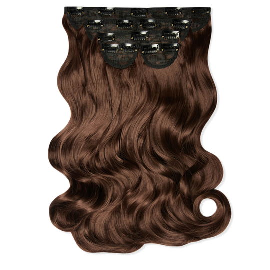 LullaBellz Super Thick 22 5 Piece Natural Wavy Clip In Extensions (Various Shades) - Choc Brown