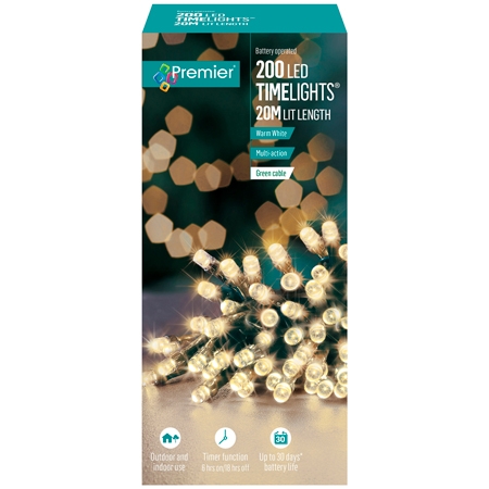 Premier 200 LED Batteridriven Ljuskedja - 20 meter