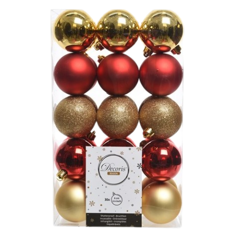 Decoris Splittersäker Julkulor - 30 PCS