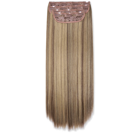 LullaBellz Ultimate Half Up Half Down 22 Straight Extension and Pony Set (Various Shades) - Mellow Brown