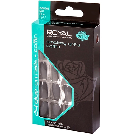 Royal Lösnaglar Smokey Grey Coffin - 24 st