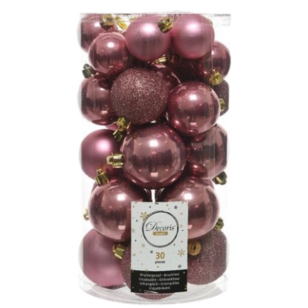 Decoris Splittersäker Julkulor Rosa - 30 PCS
