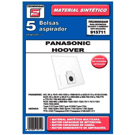 Tecnhogar Hoover-Panasonic Dammsugarpåsar - 5 st