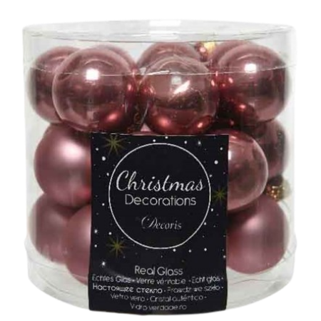 Decoris Mini Julkulor Glas Rosa - 24 PCS