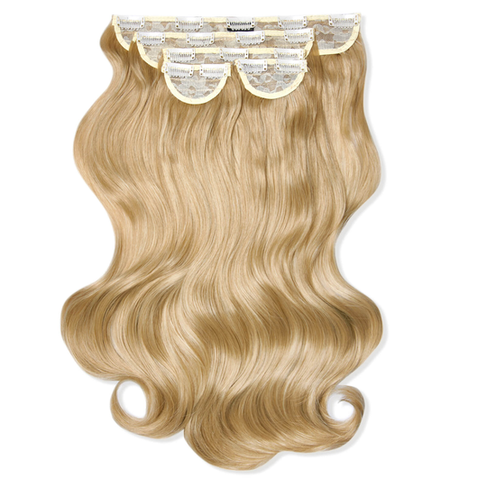 LullaBellz Super Thick 22 5 Piece Natural Wavy Clip In Extensions (Various Shades) - Golden Blonde