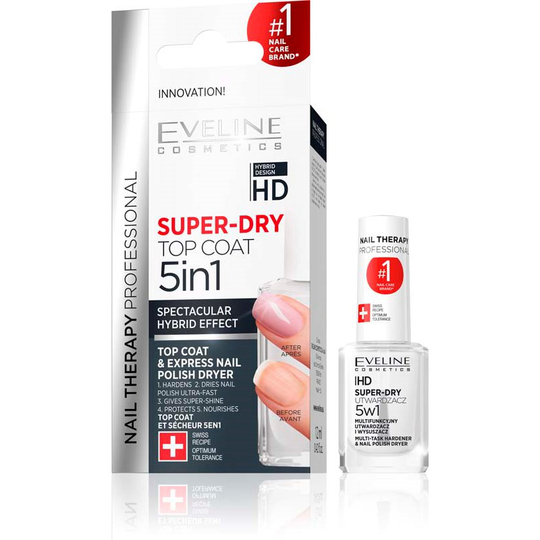 Eveline Cosmetics Nail Therapy Professional Super-Dry Top Coat 5in1 1