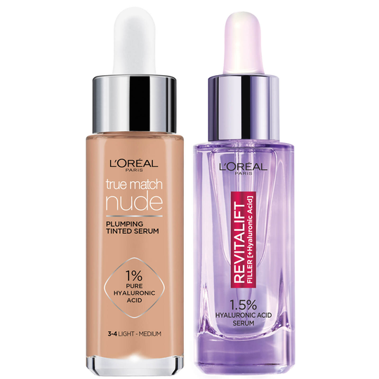 L'Oreal Paris Hyaluronic Acid Revitalift Filler Serum and True Match Tinted Serum Duo (Various Shades) - 3-4 Light Medium
