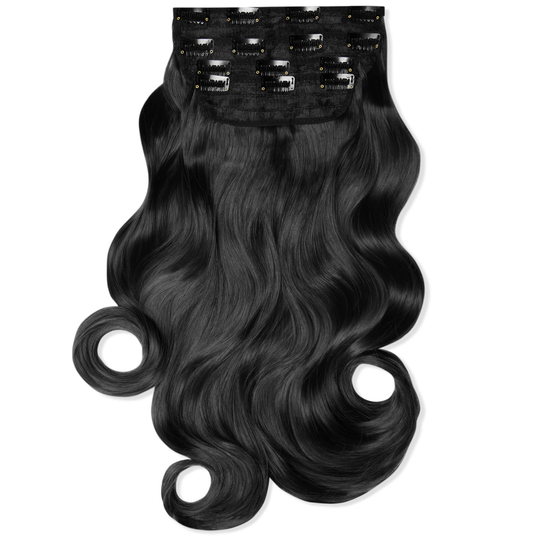 LullaBellz Ultimate Half Up Half Down 22 Curly Extension and Pony Set (Variouse Shades - Natural Black