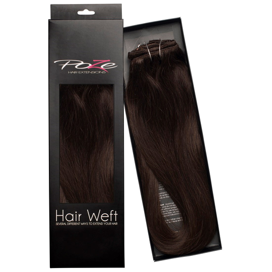 Poze Hairextensions Poze Hårträns Äkta 2B Dark Espresso Brown 50cm