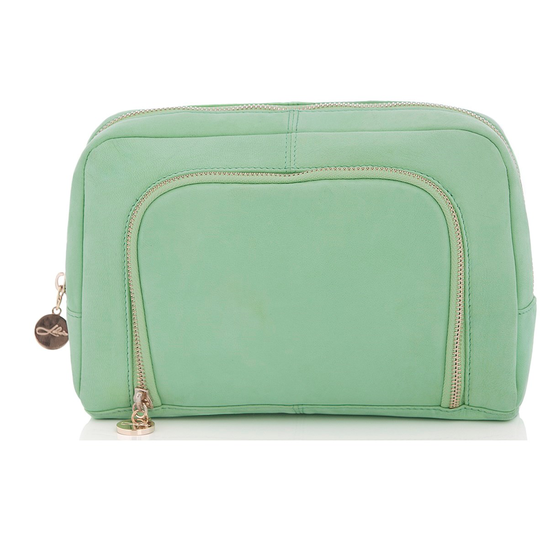 LULU'S ACCESSORIES Beauty Organizer Green Leather
