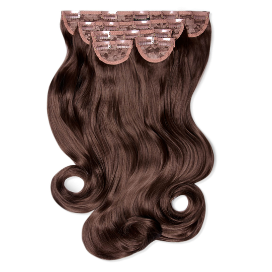 LullaBellz Super Thick 22 5 Piece Natural Wavy Clip In Extensions (Various Shades) - Chestnut