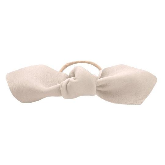Corinne Leather Bow Big Hair Tie Cream