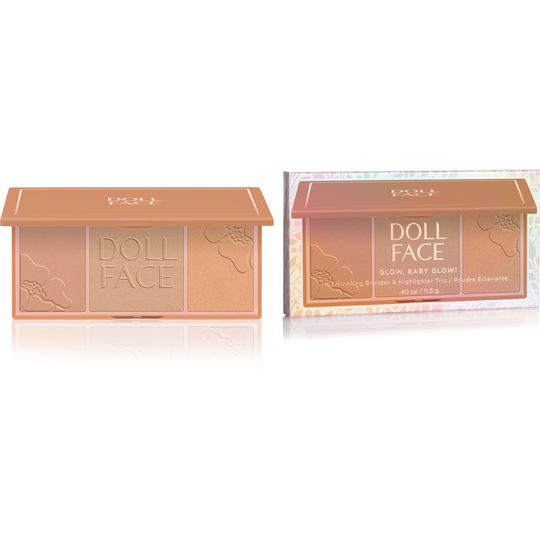Doll Face Glow, Baby, Glow 3 Shade Glow/Highlighter Beach Bunny Bronze