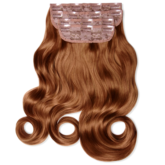 LullaBellz Ultimate Half Up Half Down 22 Curly Extension and Pony Set (Variouse Shades - Mixed Auburn