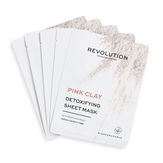 Revolution Skincare Biodegradable Detoxifying Pink Clay Sheet Mask Set (5 Pack)