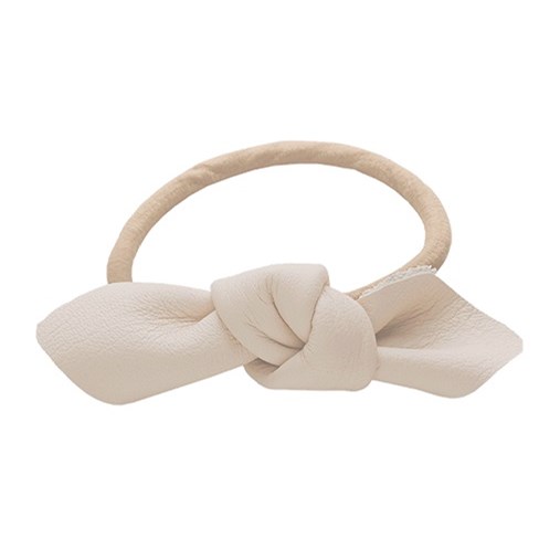 Corinne Leather Bow Small Hair Tie Cream