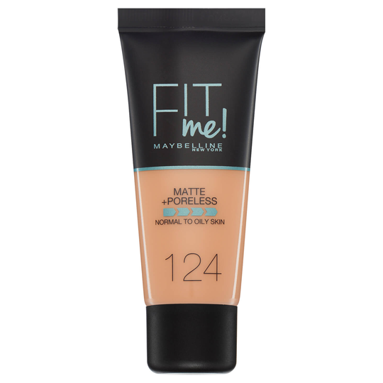 Maybelline Fit Me! Matte & Poreless Foundation 30 ml (olika nyanser) - 124 Soft Sand
