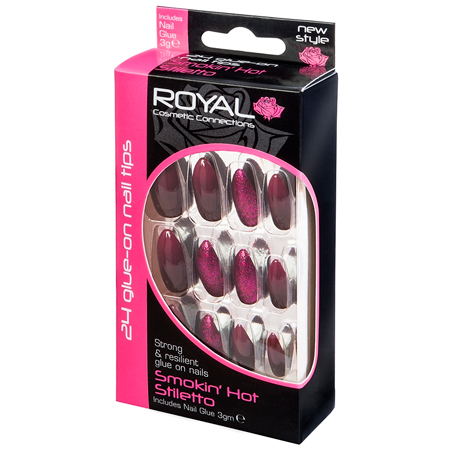Royal Artificiell Naglar Smokin ' Varm Stilett - 24 PCS.