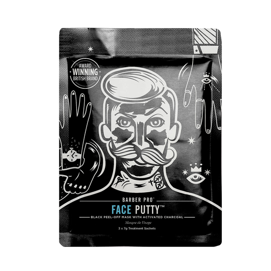 BARBER PRO Face Putty Black Peel-Off Mask with Activated Charcoal (3 appliceringar)