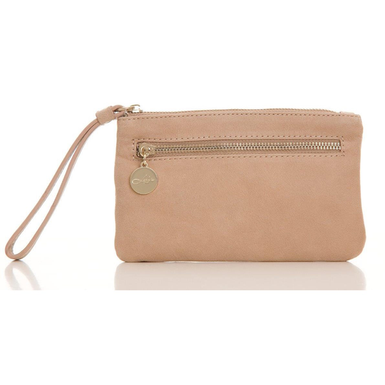 LULU'S ACCESSORIES Zip Purse Lether Beige