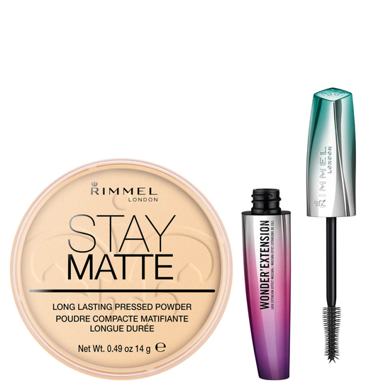 Rimmel Stay Matte Pressed Powder and Wonder Extension Mascara Bundle