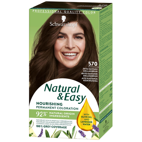 Schwarzkopf Natural & Easy Hair Color 570 Äkta Kastanj Mellanbrun