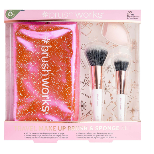 Brushworks Travel Makeup Brush & Sponge Set