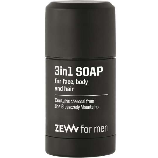 ZEW for Men Charcoal 3in1 Soap Natural Soap for Face, Body & Hair 85 m