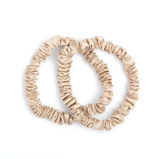 ByBarb Silk Hair Tie Thin 2 Pack Beige