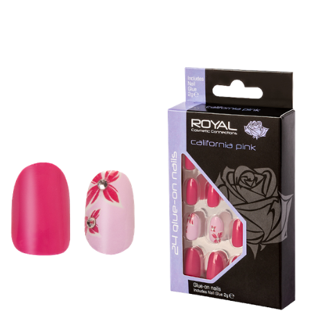Royal Artificiell Naglar Kalifornien Rosa - 24 PCS