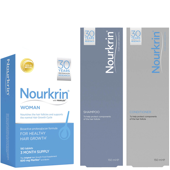 Nourkrin Woman Hair Growth Supplements 6 Month Bundle with Shampoo and Conditioner x2