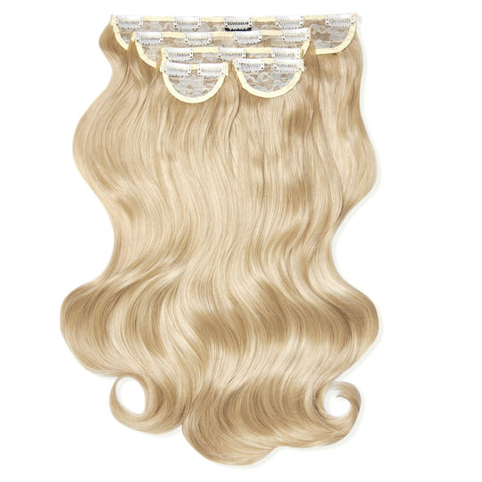 LullaBellz Super Thick 22 5 Piece Natural Wavy Clip In Extensions (Various Shades) - Light blonde