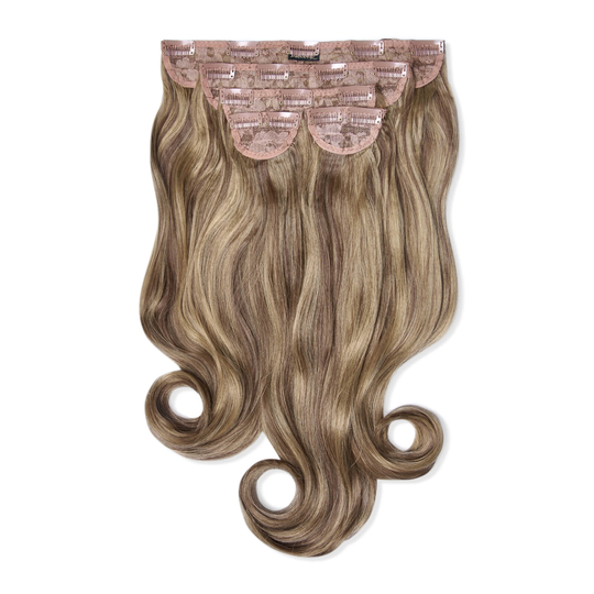 LullaBellz Super Thick 22 5 Piece Natural Wavy Clip In Extensions (Various Shades) - Mellow Brown