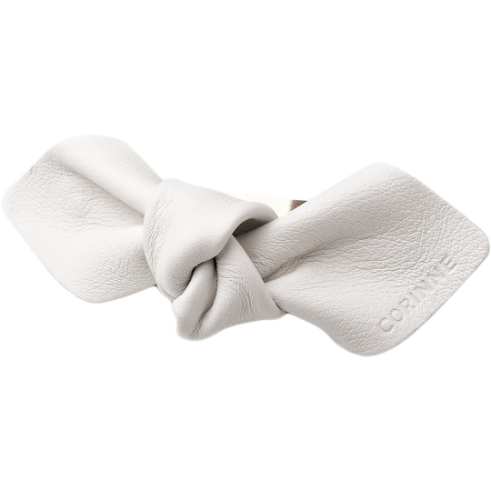 Corinne Leather Bow Big On Clip White