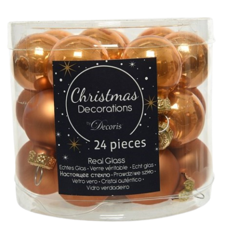 Decoris Mini Julkulor Glas Brun - 24 PCS