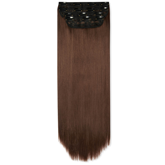 LullaBellz Ultimate Half Up Half Down 22 Straight Extension and Pony Set (Various Shades) - Choc Brown