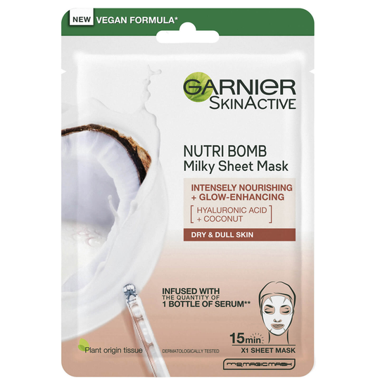Garnier Nutri Bomb Milky Sheet Mask Coconut and Hyaluronic Acid 28g