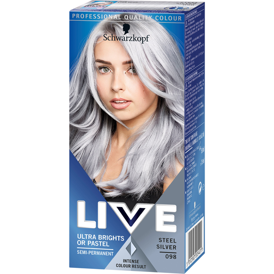 Schwarzkopf LIVE Ultra Brights or Pastel 98 Steel Silver