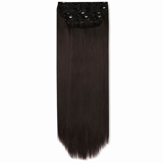 LullaBellz Ultimate Half Up Half Down 22 Straight Extension and Pony Set (Various Shades) - Dark Brown