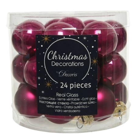 Decoris Mini Julkulor Glas Liten - 24 PCS