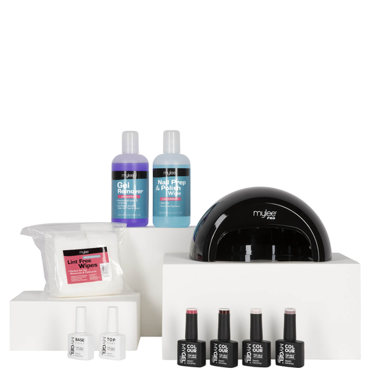 Mylee Black Convex Curing Lamp Kit with Gel Nail Polish Essentials Set