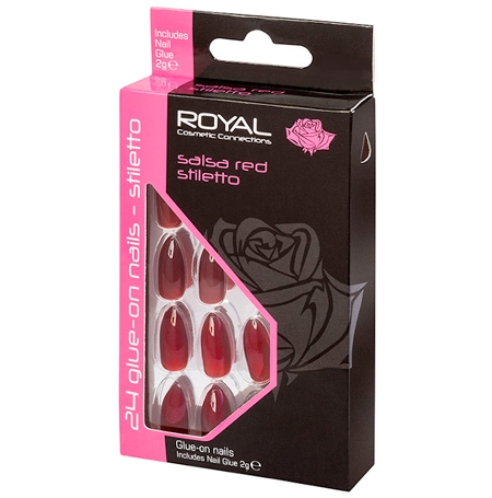 Royal Lösnaglar Salsa Red Stiletto - 24 st
