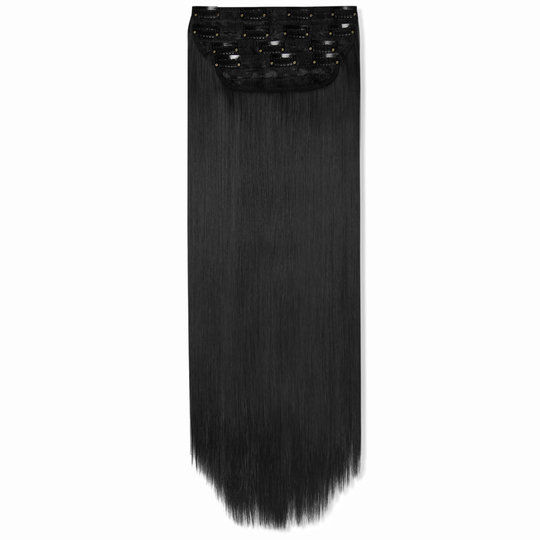 LullaBellz Ultimate Half Up Half Down 22 Straight Extension and Pony Set (Various Shades) - Natural Black