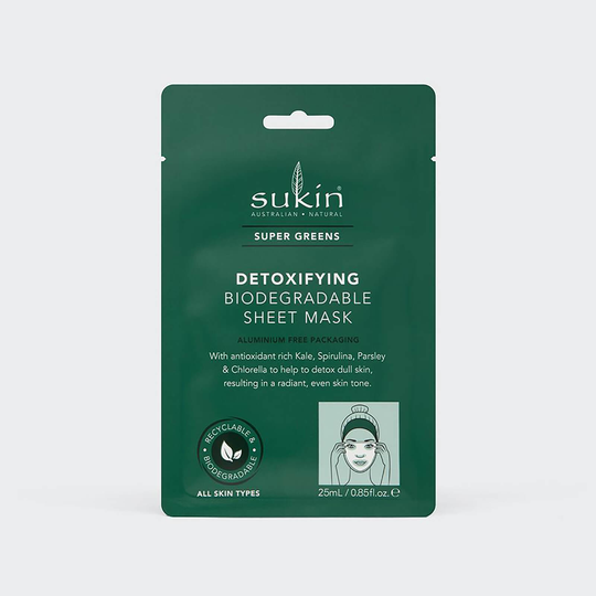 Sukin Super Greens Detoxifying Sheet Mask Sachet 25ml